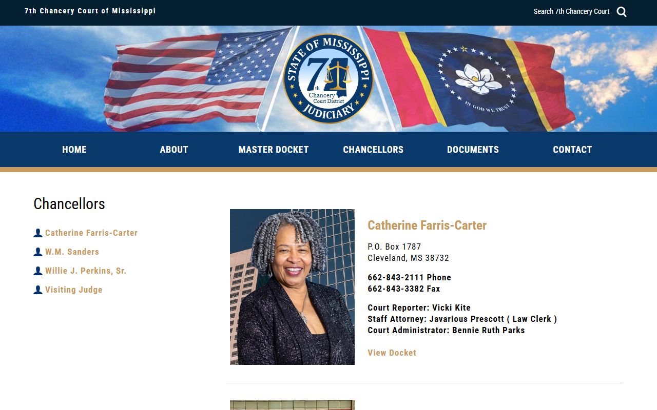 Tunica County Seventh District chancellors directory and court records contacts