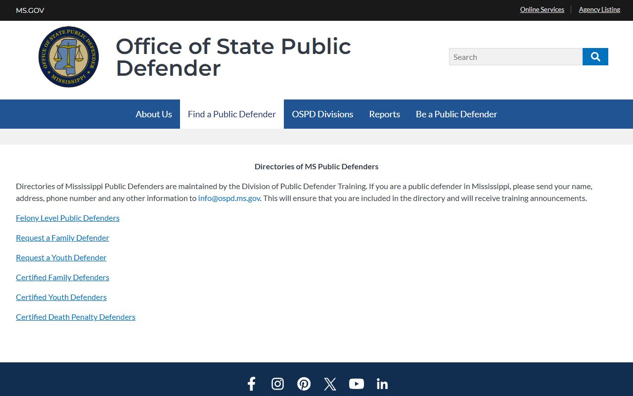 Tunica County criminal court records Mississippi public defender directory