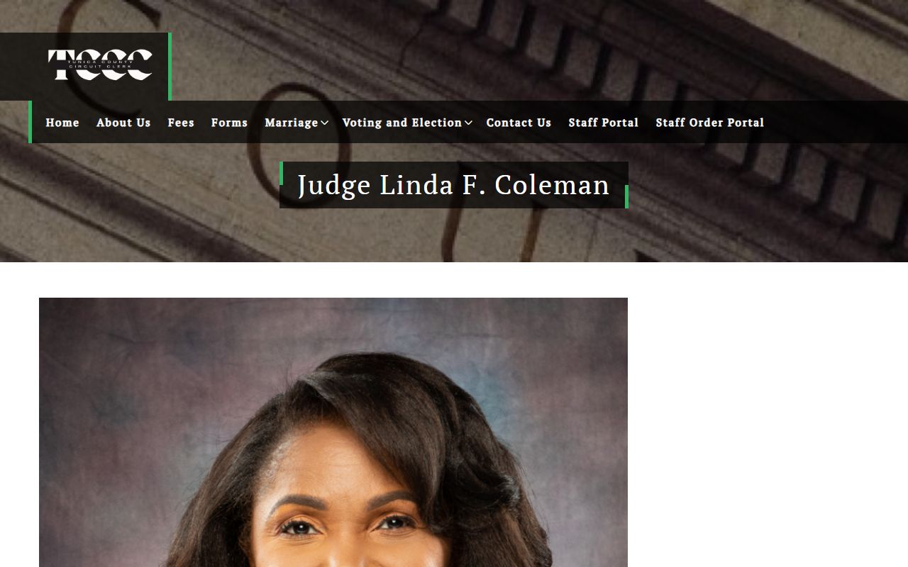 Tunica County criminal court records Circuit Court judge contact page