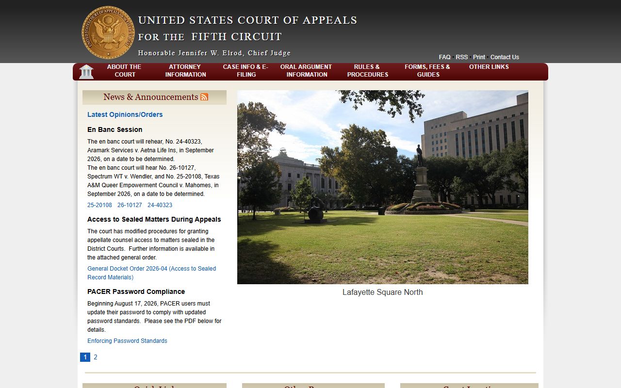Tunica County federal appeals records at the Fifth Circuit Court of Appeals