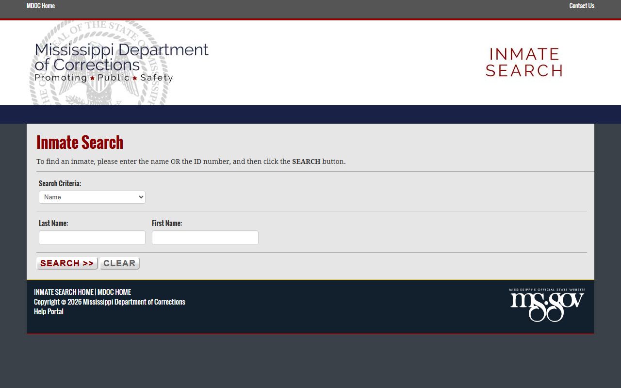 Tunica County inmate records MS.gov MDOC inmate search interface